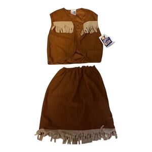 Cowgirl Western Rodeo Halloween Costume Fringe Vest Skirt Set Brown Girls 6/8